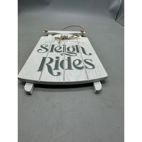 Old Fashioned Sleigh Rides Wall Décor With Bells & Rope Hanger Rustic Wood READ - Picture 7 of 8